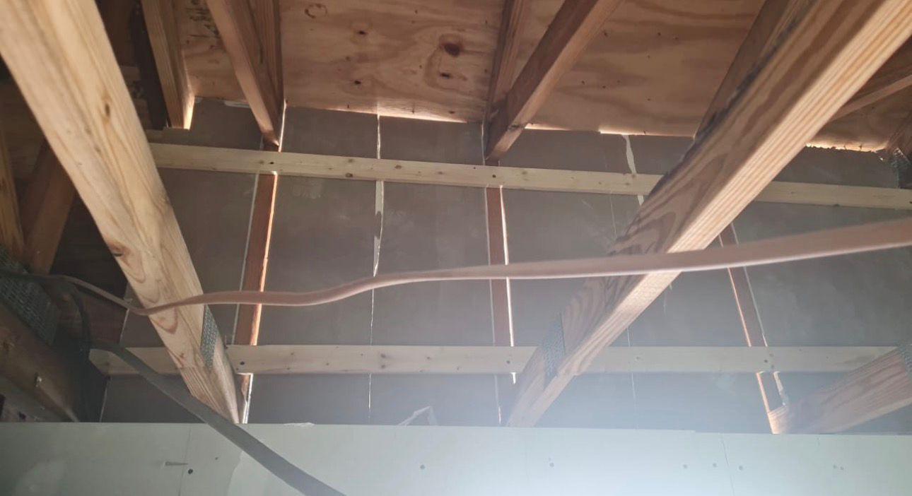 Ceiling framing and joists prepared for drywall