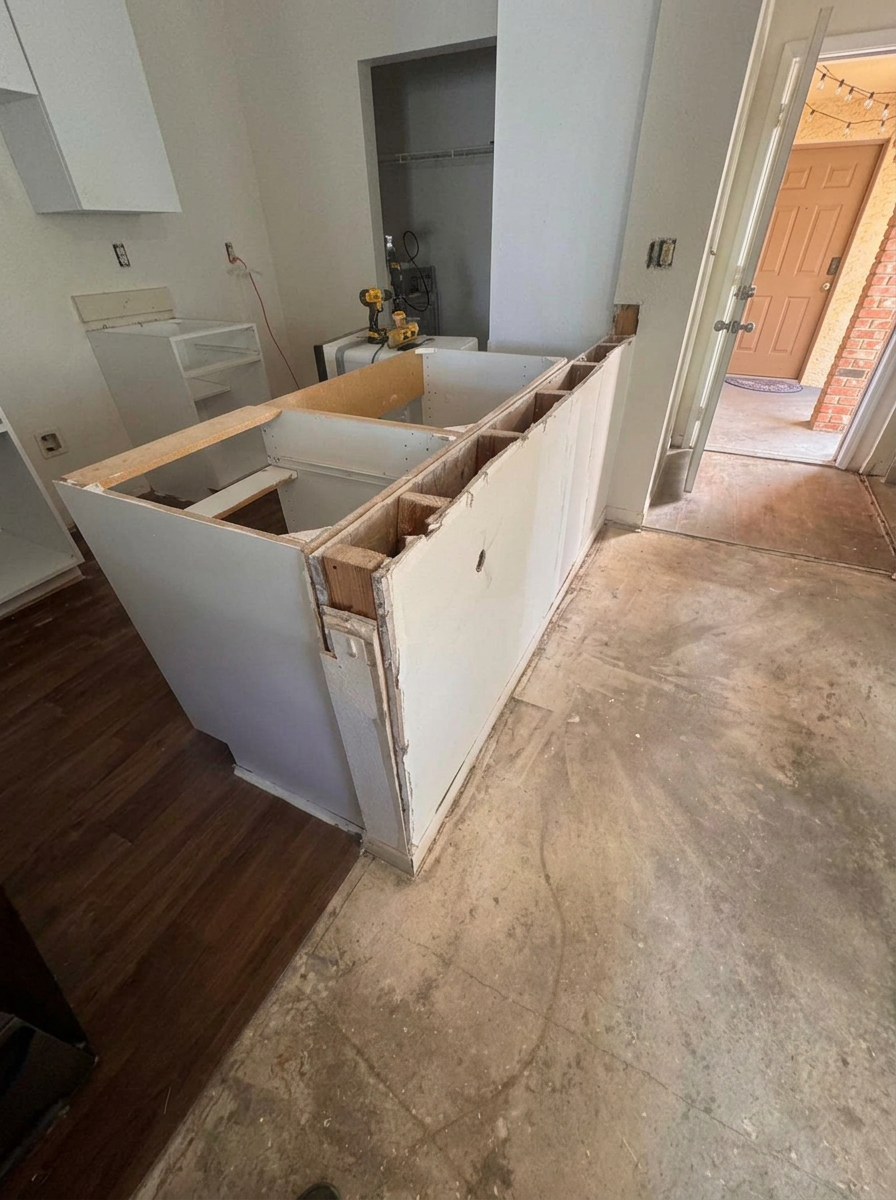 Kitchen demolition in progress during a remodel